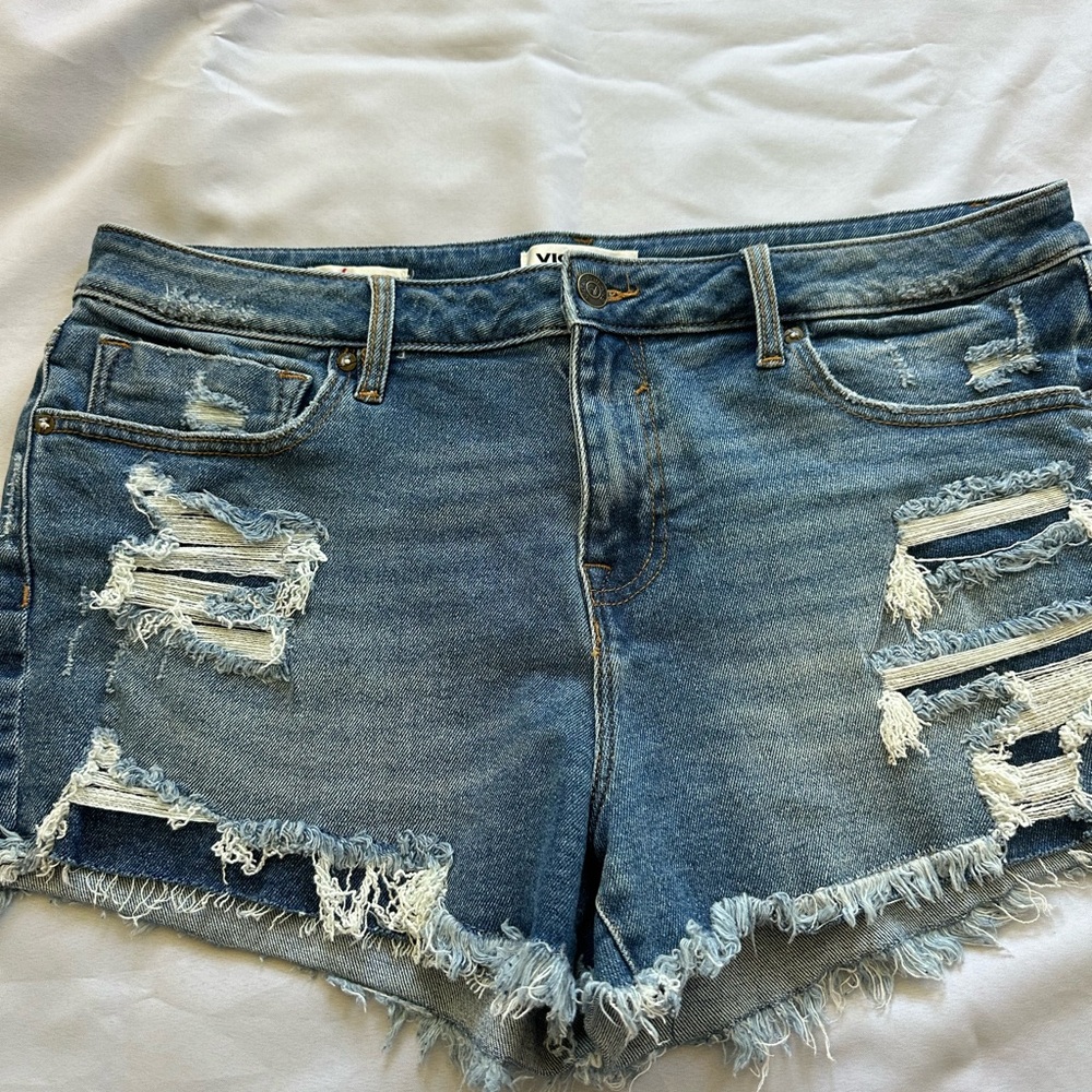 Vigoss Women's Ripped Jean Shorts - Light Blue